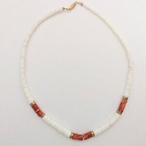 Vintage Southwestern Heishi Necklace w/ Spondylus (Spiny Oyster) & White Shell!